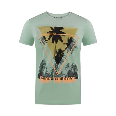 Afbeelding van riverso RIVLukas T shirt voor heren met fotoprint ronde hals korte mouwen katoen Groen blauw wit grijs geel turquoise S M L XL XXL 3XL 4XL 5XL, Palm (Ajd)