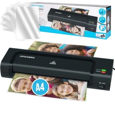 Afbeelding van Fichero Lamineerapparaat A4 Lamineermachines Plastificeerapparaat Lamineer Laminator Zwart