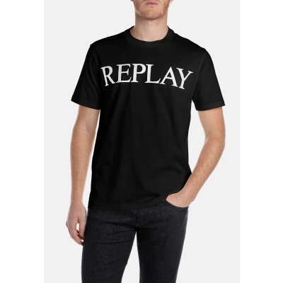 Afbeelding van Replay Heren T Shirt regular fit Zwart L Ronde Hals Volwassenen