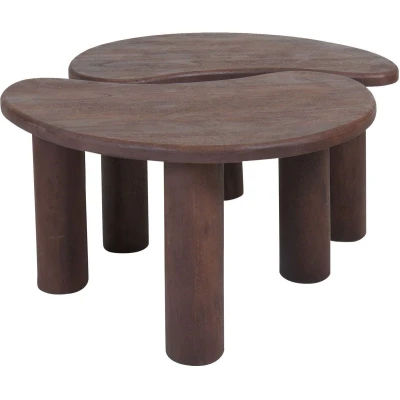 Afbeelding van Home67 Salontafel Lina Espresso Mangohout Set van 2