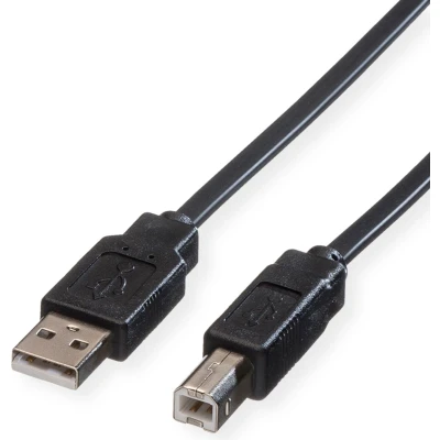 Afbeelding van ROLINE USB 2.0 notebook platte kabel, type A B, zwart, 0,8 m