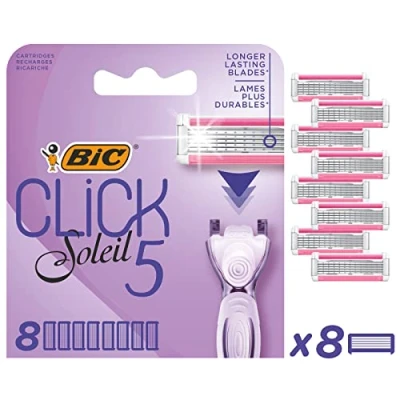 Afbeelding van BIC scheermesjes Click 5 Soleil Scheersysteem navulmesjes voor vrouwen scheerbladen 8 zonder houder