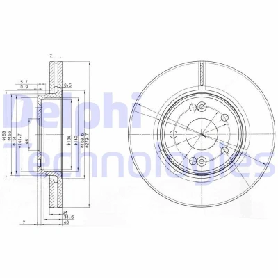 Afbeelding van DELPHI BG3733 Remschijf 280 24 5 Geventileerd Geolied Semi finished Zonder wiellager, ABS sensorring RENAULT: LAGUNA 2 Grandtour,
