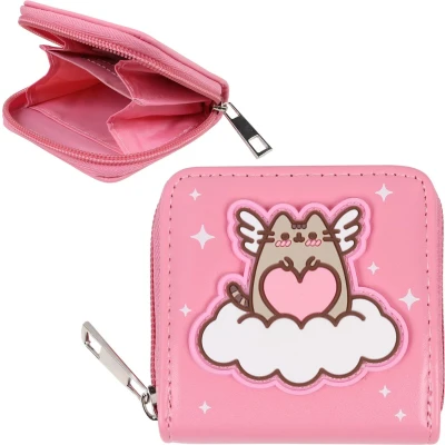 Afbeelding van Pusheen Roze kleine portemonnee voor meisjes, kinderen, ritssluiting, kat