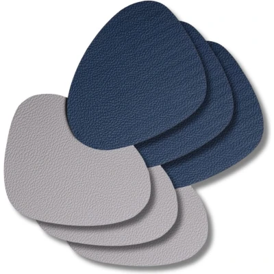 Afbeelding van Jay Hill Onderzetters Vegan leer Grijs / Blauw Organic dubbelzijdig 13 x 11 cm 6 stuks