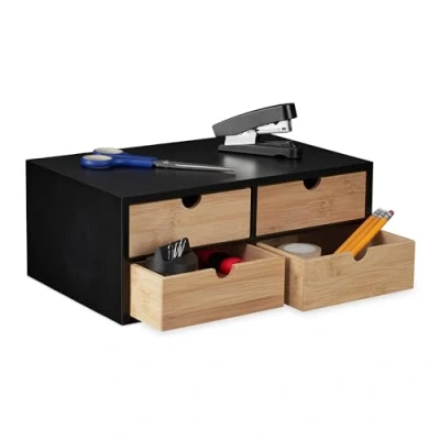 Afbeelding van Relaxdays bureau organizer met 4 lades bakje opbergbak kantoorartikelen