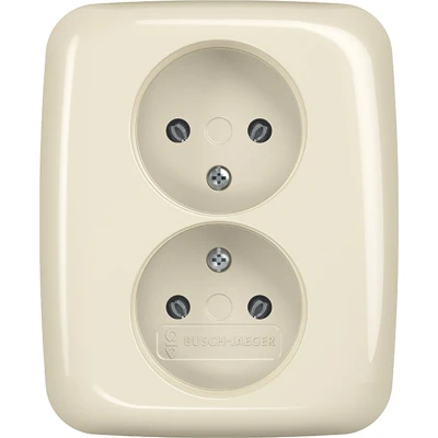 Afbeelding van BJ wandcontactdoos 202 UJR 212 2 voudig cremewit