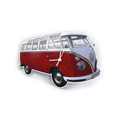 Afbeelding van Brisa Wandklok Volkswagen T1 bus Bulli Kleur Rood