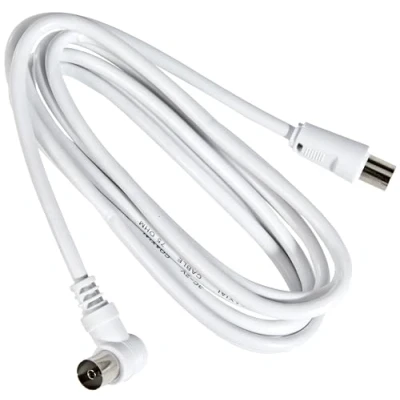 Afbeelding van PremiumCord TV M/F 90, 75 ohm, 2 m coaxkabel (75 m, wit, mannelijk/vrouwelijk, IEC, IEC)