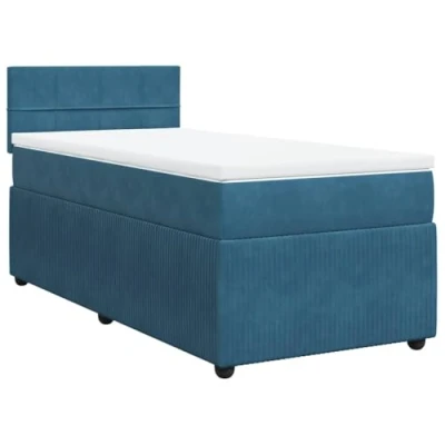 Image de vidaXL Sommier à lattes de lit avec matelas bleu 100x200 cm