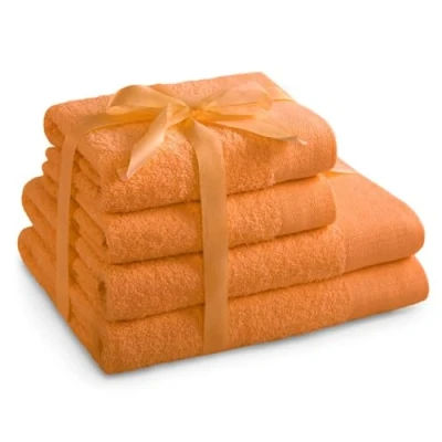 Afbeelding van AmeliaHome Amari Set van 2 handdoeken, oranje, 50 x 100 cm en badhanddoeken 70 140 cm, 100% katoen, absorberend