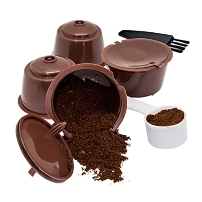 Afbeelding van NERTHUS Dolce Gusto Hervulbare capsules , Herbruikbare Koffiecups 4 stuks Incl. schep en borstel, BPA vrij