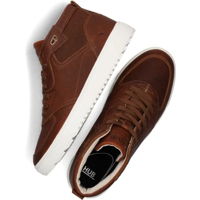 Afbeelding van HUB Nevada Sneakers hoog, Heren, Maat: 43, Cognac Leer