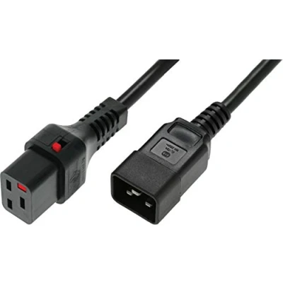 Afbeelding van Iec Lock 230V aansluitkabel C19 afsluitbaar C20 zwart 1,00 m (1 m), Stroomkabel
