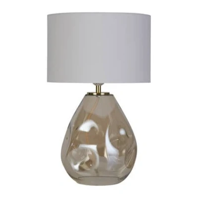 Afbeelding van Devon tafellamp, wit/crème, hoogte 44,5 cm, textiel/glas