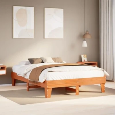 Image de vidaXL Cadre de lit sans matelas cire marron 140x200cm bois pin massif