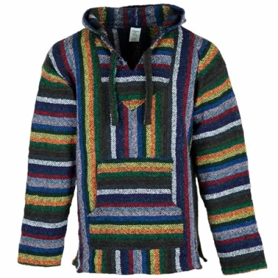Afbeelding van Siesta baja capuchontrui, Mexicaanse Jerga met capuchon, hoodie voor dames en heren, Trillende strepen