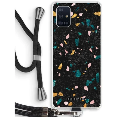 Afbeelding van Case Company® hoesje met Koord geschikt voor Samsung Galaxy A51 4G Terrazzo N10 Telefoonhoesje Zwart Bescherming aan alle Kanten en Over de Schermrand