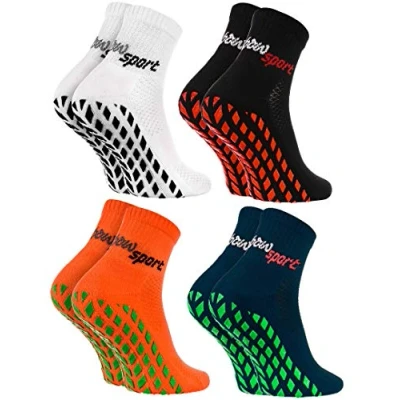 Afbeelding van Rainbow Socks Neo ABS Sportsokken voor dames en heren, neon, sportsokken, 4 x wit, zwart, oranje, blauw