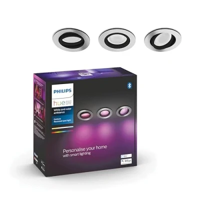 Afbeelding van Philips Hue Centura inbouwspot wit en gekleurd licht 3 pack aluminium rond GU10