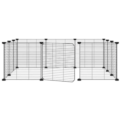 Afbeelding van vidaXL Huisdierenkooi met deur 12 panelen 35x35 cm staal zwart
