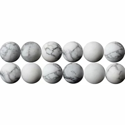 Afbeelding van 8 mm natuursteen howliet, wit, nerf, grijs, edelsteen voor sieraden, lengte 38 cm, ca. 46 stuks