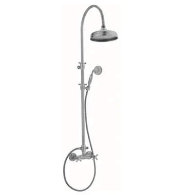 Afbeelding van PB klassieke Doucheset opbouw sterknoppen met regendouche telescopische douchekolom RVS 1208855912