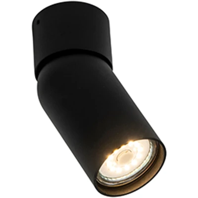 Afbeelding van QAZQA falo Moderne Plafondspot Spotje Opbouwspot 1 lichts L 10.8 cm Zwart Woonkamer Slaapkamer Keuken