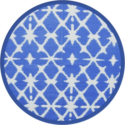 Afbeelding van Buitenkleed Ø120 cm polypropeen blauw en wit