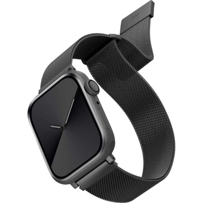 Afbeelding van Uniq Dante Mesh Milanese stalen bandje voor de Apple Watch Series 1 t/m 10 / SE Ultra (2) (44/45/46/49 mm) Graphite