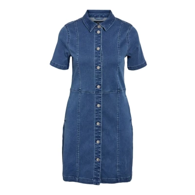 Afbeelding van Noisy May Nmnisa SLIM Dress Spijkerjurk, Dames, Maat: Small, Medium blue denim