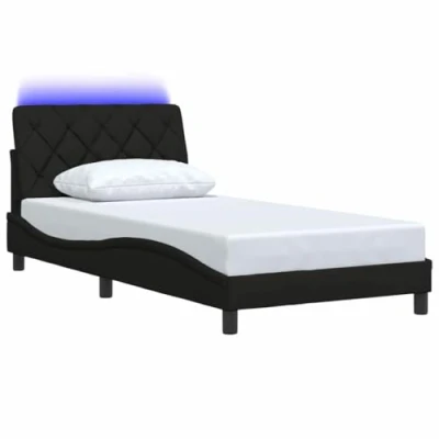 Afbeelding van vidaXL Bedframe met LED zonder matras 100x200 cm stof zwart
