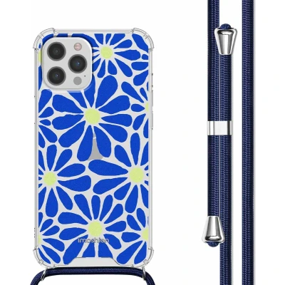 Afbeelding van iMoshion Hoesje Geschikt voor iPhone 12 Pro Max met Koord Design Meerkleurig / Cobalt Blue Flowers Connect