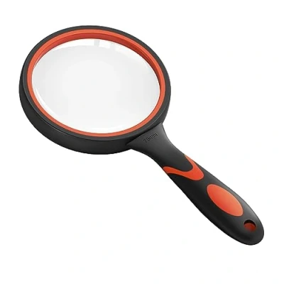 Afbeelding van 10 x groot leesvergrootglas voor wetenschappelijke boeken, kranten, insecten, hobby, observatie, premium kwaliteit, antislip, kinderen en ouderen