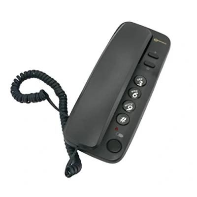 Afbeelding van Geemarc Marbella Bekabelde telefoon in gondelstijl met grote knoppen, mute functie en visuele ringweergave wandmontage Britse versie zwart