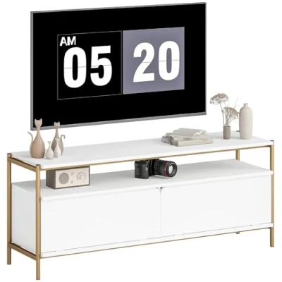 Afbeelding van HOMCOM TV meubel 124x35x50cm Geconstrueerd hout Wit