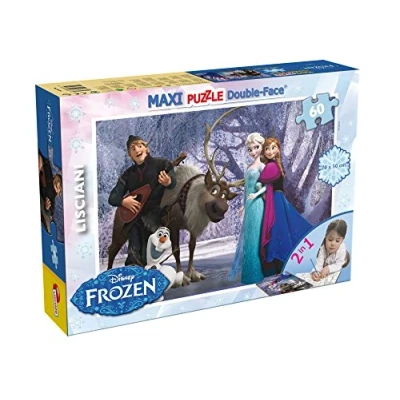 Afbeelding van liscianigiochi Lisciani, Maxi puzzel voor kinderen vanaf 4 jaar, 60 stukjes, 2 in 1 dubbelzijdig op en achterkant, met achterkant om te kleuren, Disney Frozen 46874