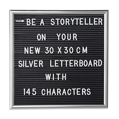 Afbeelding van Relaxdays letterbord 30x30 decoratie memoboard letter board vierkant zilver
