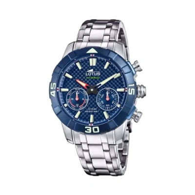 Afbeelding van LOTUS Horloge model 18810/3 uit de Connected collectie, 45 mm blauwe kast met stalen band voor heren, Uniek, armband, Armband