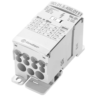 Afbeelding van Finder 9D.01.5.400.0111 Verdeler Wit 12 polig 35 mm² 400 A 1000 V/AC, 1500 V/DC Geleidertype: L, N, PE