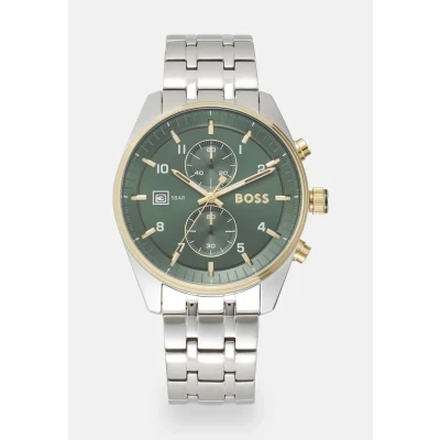 Afbeelding van BOSS SKY Traveller Chronograaf silvercoloured/green, Heren, Maat: One Size, Silver coloured/green