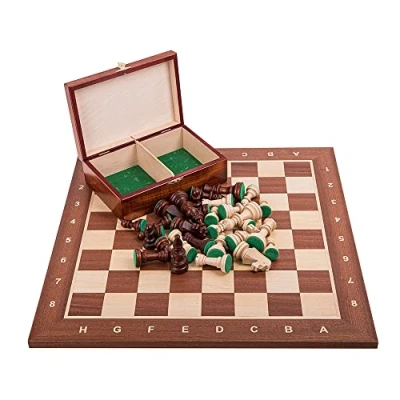 Afbeelding van Square Pro Set houten schaakset nr. 6 mahonie schaakbord + schaakstukken Staunton
