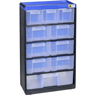 Afbeelding van Allit 464640 Opbergkast voor kleine onderdelen VarioPlus Pro 53/21 (b x h d) 300 525 135 mm Zwart, Blauw 1 stuk(s)
