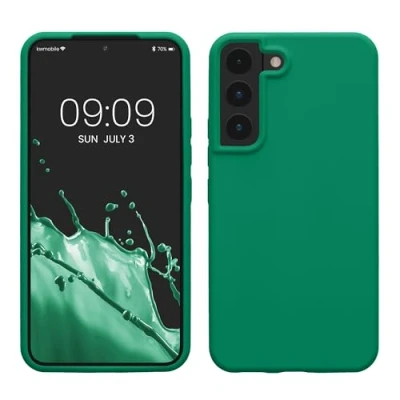 Afbeelding van kwmobile telefoonhoesje geschikt voor Samsung Galaxy S22 Hoesje met siliconen coating Smartphone case in smaragdgroen