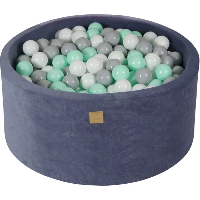 Afbeelding van Ballenbak velvet grafiet met 300 ballen; mint, grijs, wit