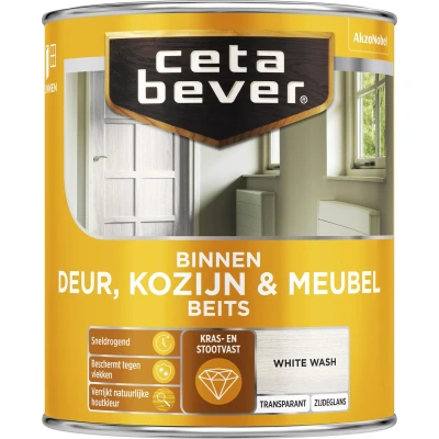 Afbeelding van Ceta Bever Binnenbeits Deur, Kozijn &amp; Meubel Zijdeglans White Wash 0591 0,75 liter