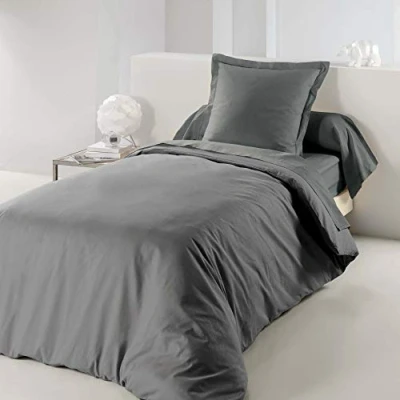 Image de Douceur d&#039;intérieur 1640737 housse de couette uni gris souris 140 x 200 cm