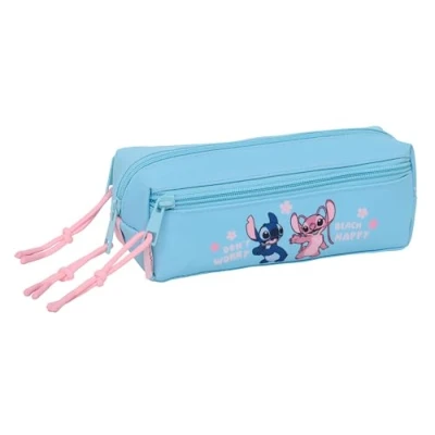 Image de STITCH HAPPY trousse triple petite, pour enfant, idéale les enfants d&#039;âge scolaire, confortable et polyvalente, qualité résistance, 22 x 6 8,5 cm, bleu ciel, M, Décontracté