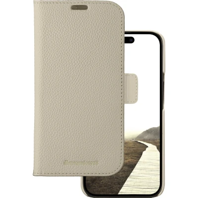 Afbeelding van iPhone 15 Pro Max Bookcase hoesje dbramante1928 Effen Beige Leer