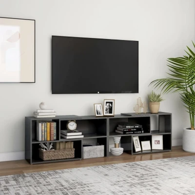 Afbeelding van Tv meubel 149x30x52 cm spaanplaat hoogglans grijs